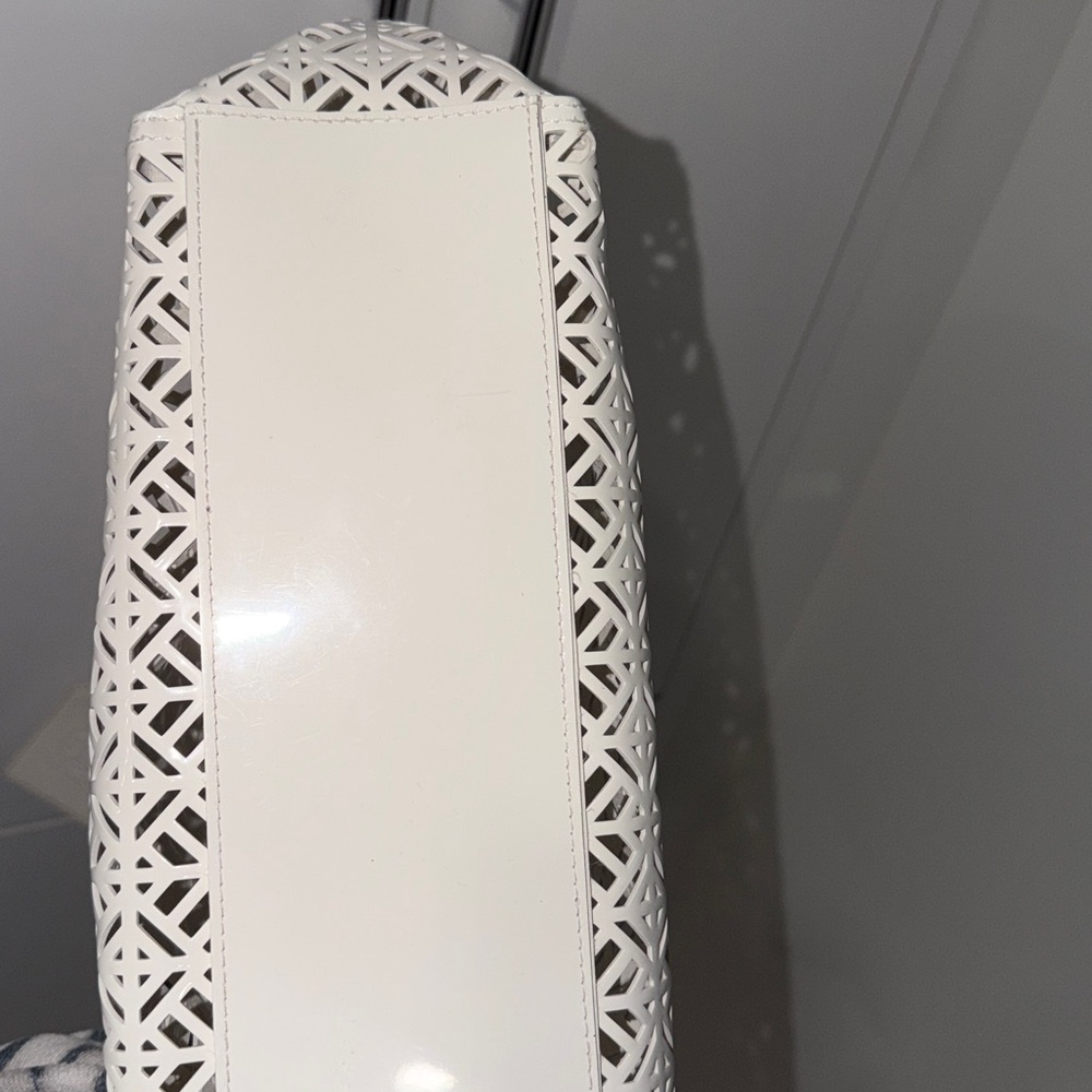 Tory Burch White Laser-Cut Leather Tote - Picture 7 of 8